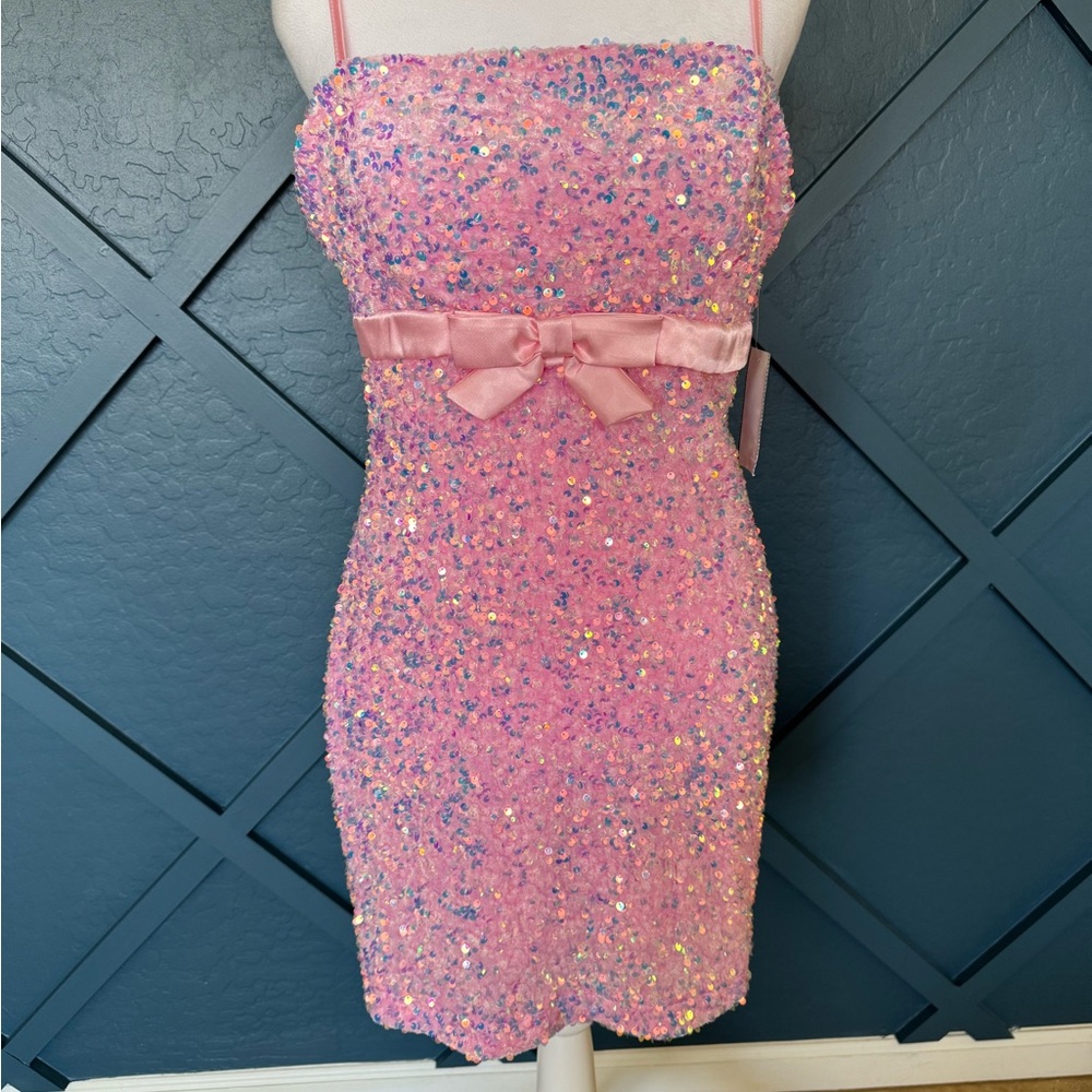 B Darlin Pink and White Dress